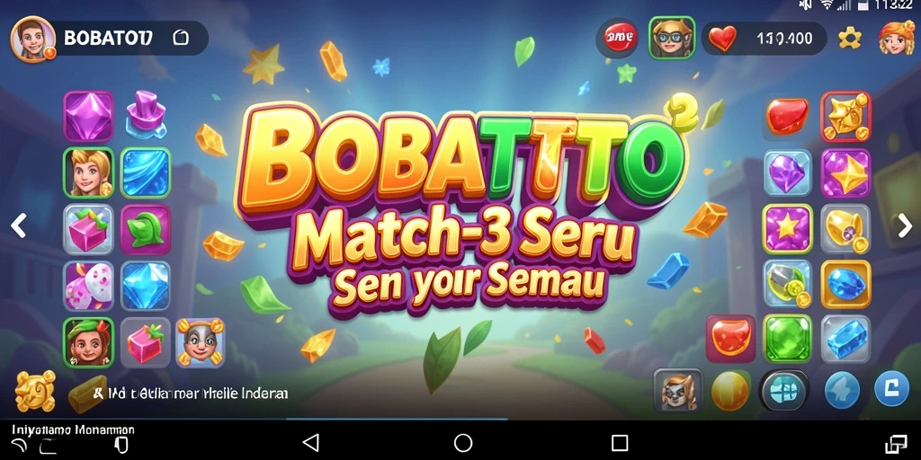 Screenshot BOBATOTO menunjukkan aksi permainan Match-3 yang menyenangkan.