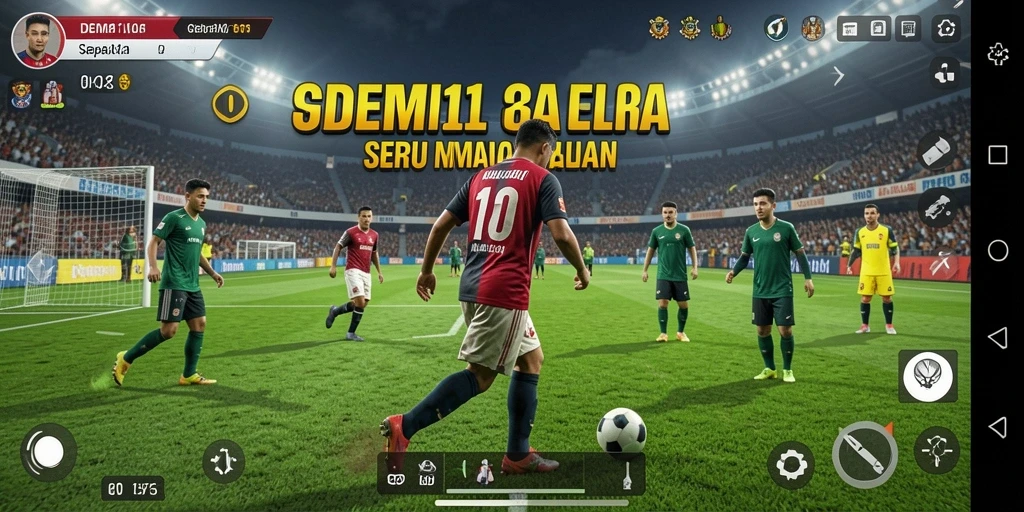 Tampilan gameplay menegangkan di lapangan sepak bola.